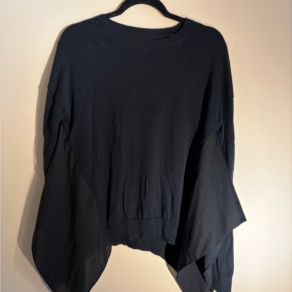 All Saints Black Draped Asymmetric Women's Sweatshirt